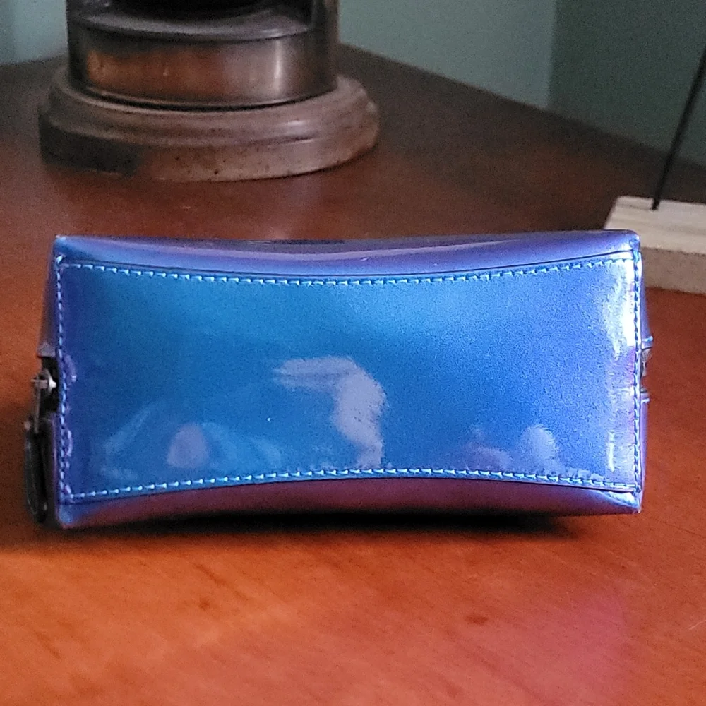 Coach F29412 Holographic Cosmetic Pouch Blue Purple Patent Leather Bag